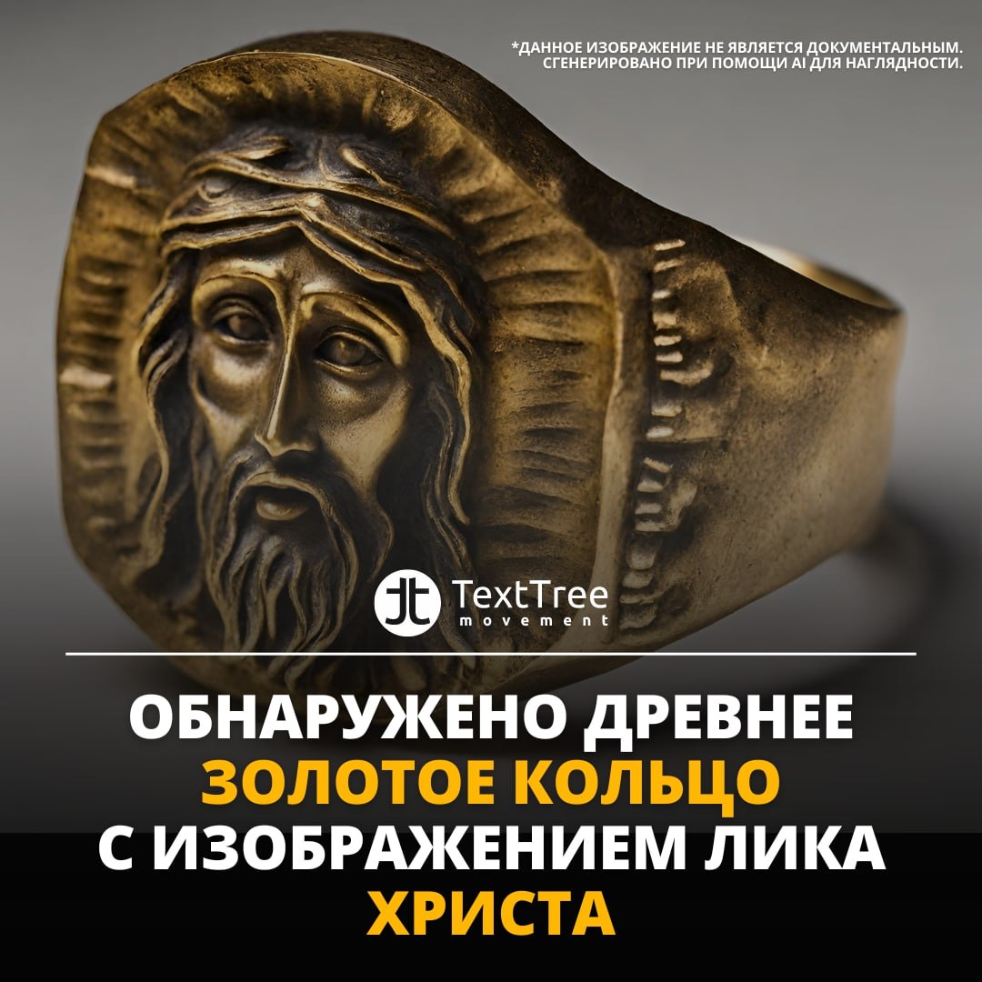 Археологи обнаружили древнее золотое кольцо с изображением лика Христа